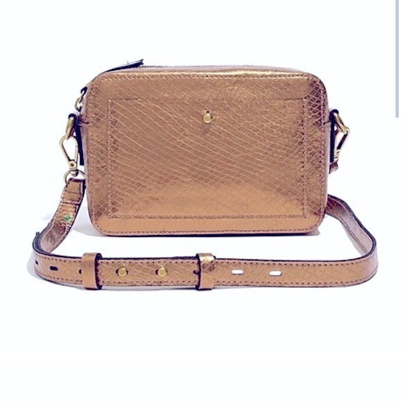 Madewell Handbags - Madewell Bronze Metallic Snake Embossed Leather  Edition Transport Camera Bag